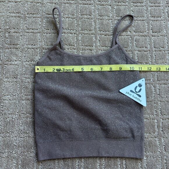 Phat Buddha 2pc Shimmer Crop Tank M/L Leggings XS/S Workout Set Outfit Metallic - Picture 5 of 9